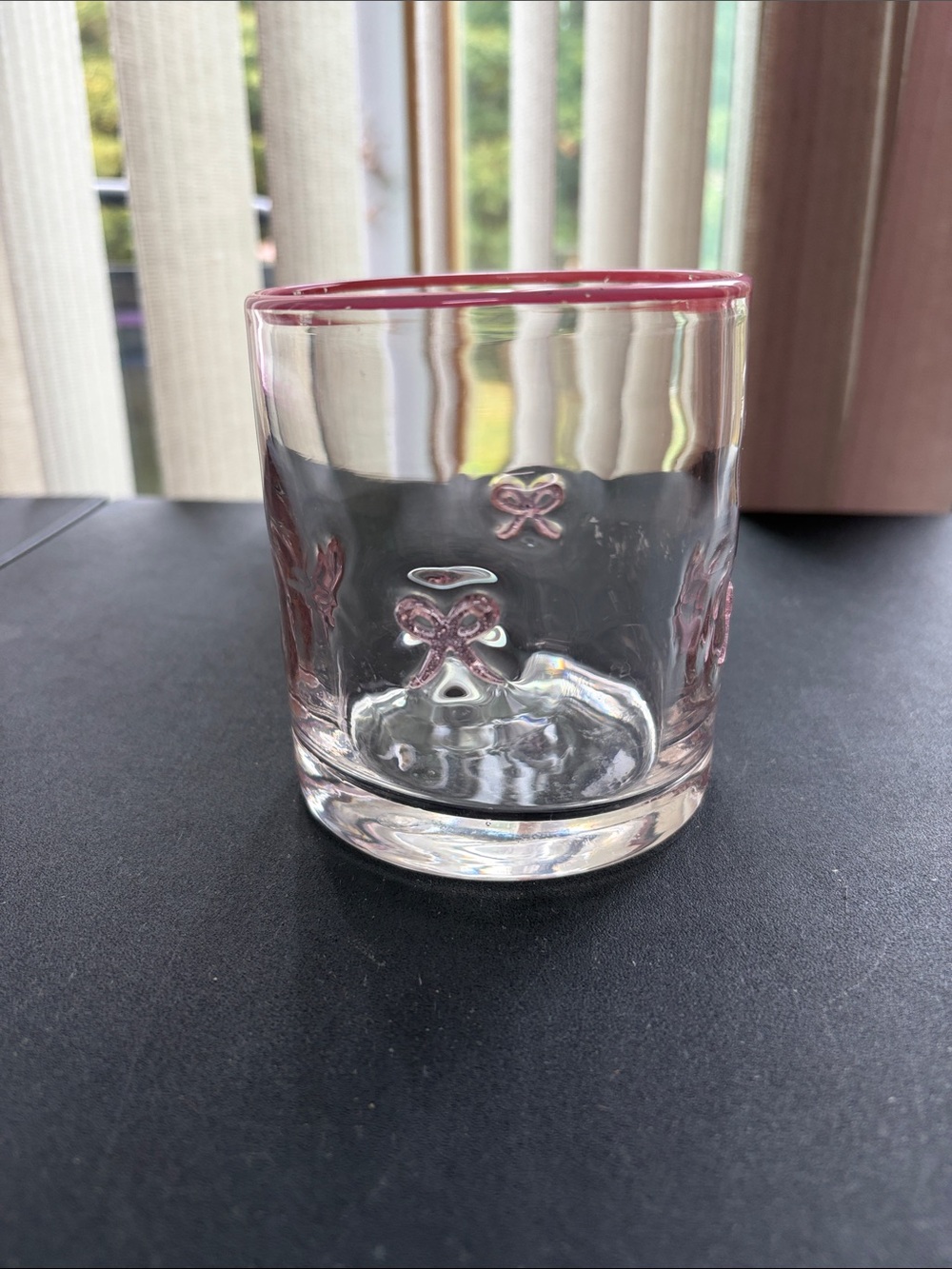 Clear Glass Tumbler with Pink bows